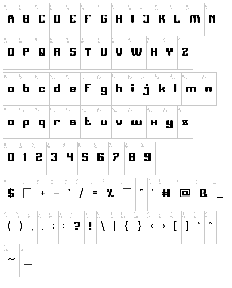 Great Heart font map